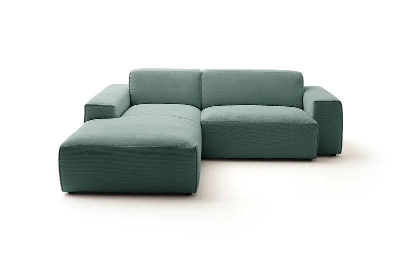KAWOLA Sofa RANI Ecksofa Feincord grün