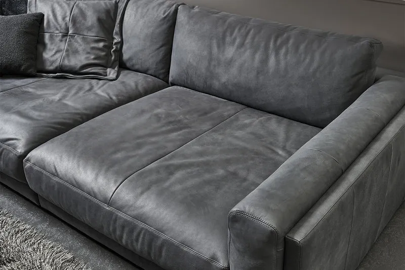 KAWOLA Big Sofa RAINA Leder anthrazit