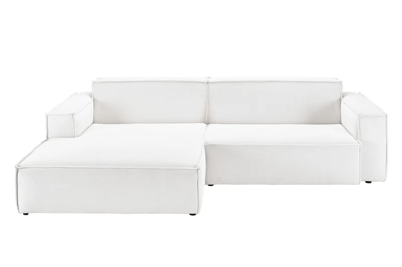 KAWOLA Sofa SAMU Ecksofa Feincord weiß