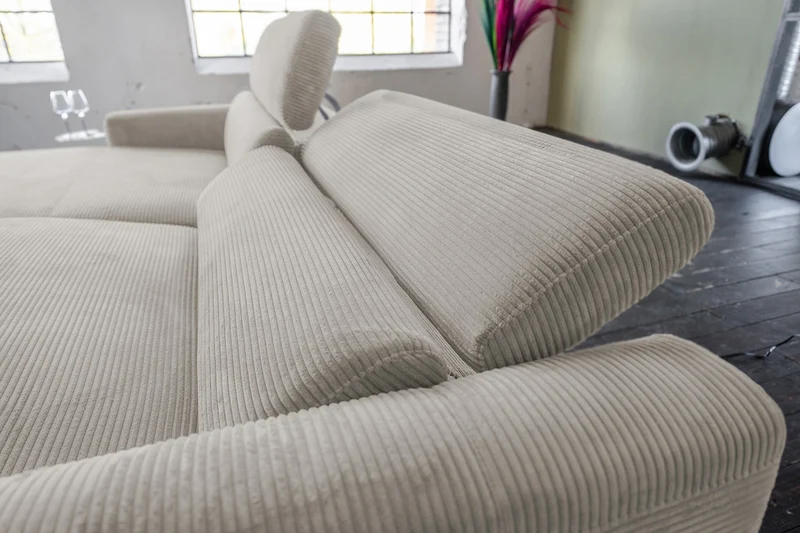 KAWOLA Sofa LAISKA Ecksofa Cord steingrau