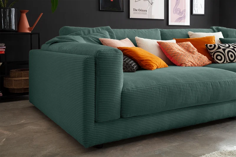 KAWOLA Big Sofa RAINA Cord smaragd
