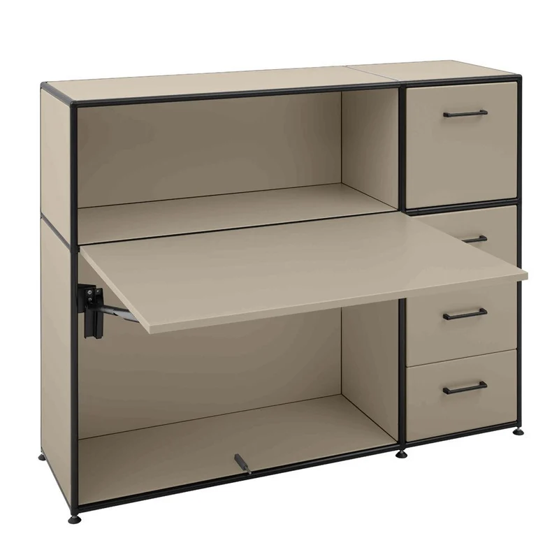 BOSSE SOLUTIONS Sekretär | Klapptisch | Congo | 3 Schubladen | Klappe | Black Edition