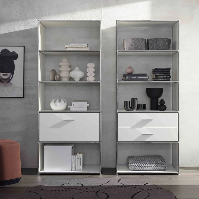 BOSSE SOLUTIONS Regal Schrank | Weiß Chrom | 1 Klappe