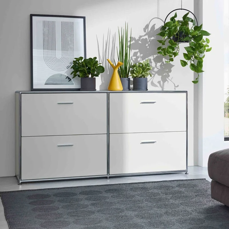 BOSSE SOLUTIONS Sideboard | Weiß Chrom | 4 Schubladen