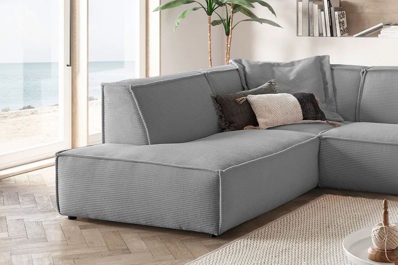 KAWOLA Sofa SAMU Ecksofa Cord grau