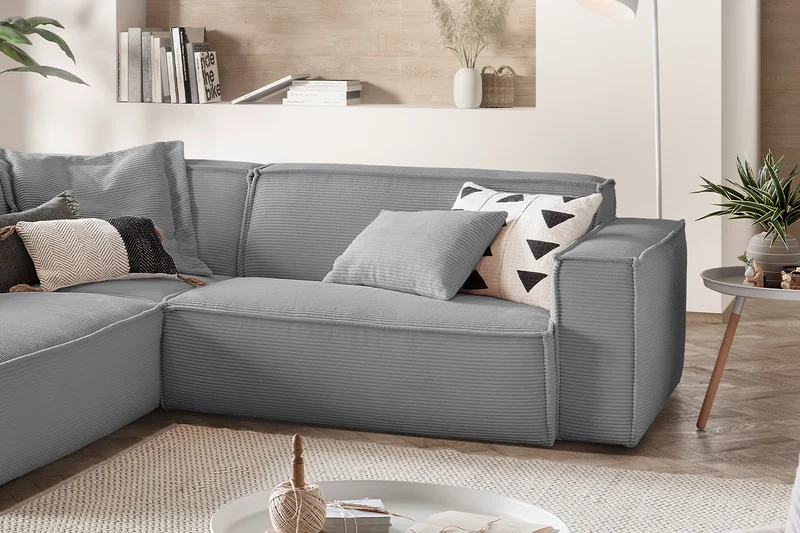 KAWOLA Sofa SAMU Ecksofa Cord grau