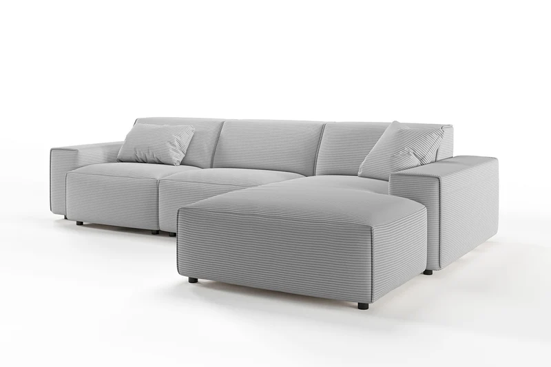KAWOLA Sofa RANI Ecksofa Cord hellgrau