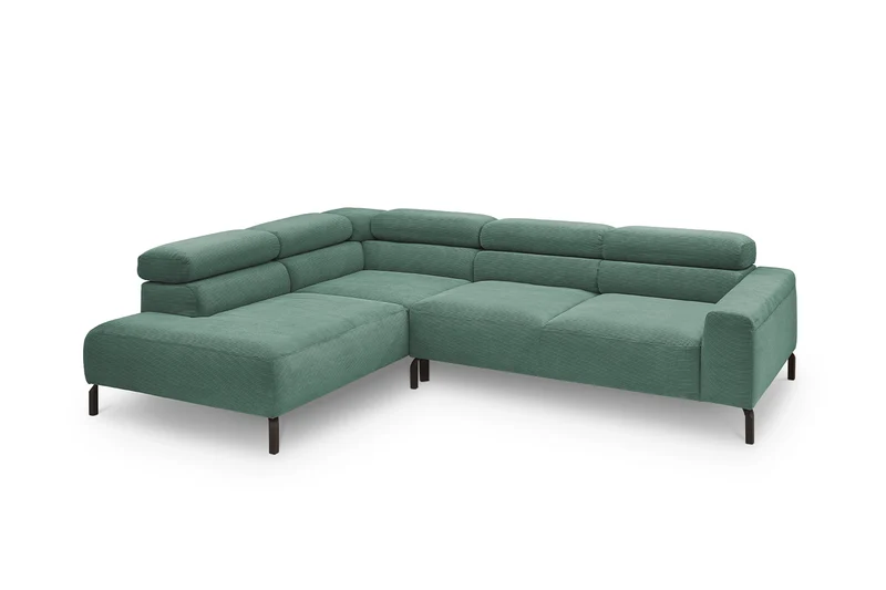 KAWOLA Sofa DELIA Ecksofa Feincord grün