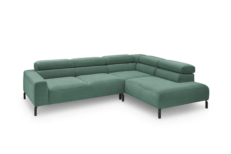 KAWOLA Sofa DELIA Ecksofa Feincord grün