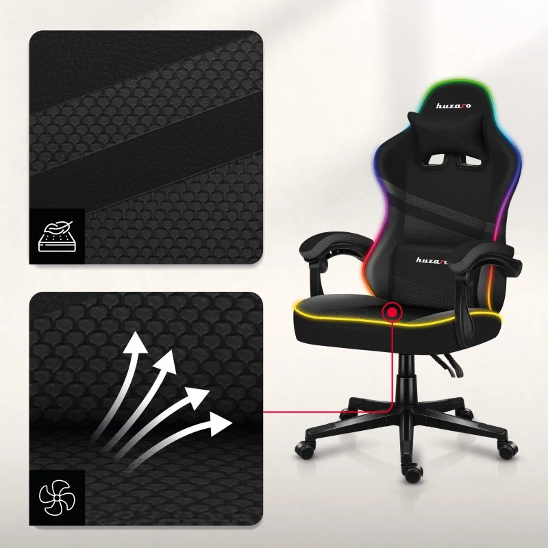Gaming-Sessel HUZARO FORCE 4.4 RGB Schwarz