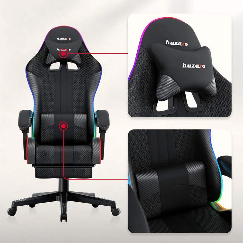 Gaming-Sessel HUZARO Force 4.7 RGB Black Mesh