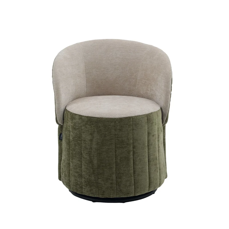 Barrel Accent Chair with 360° Swivel & Foldable Backrest