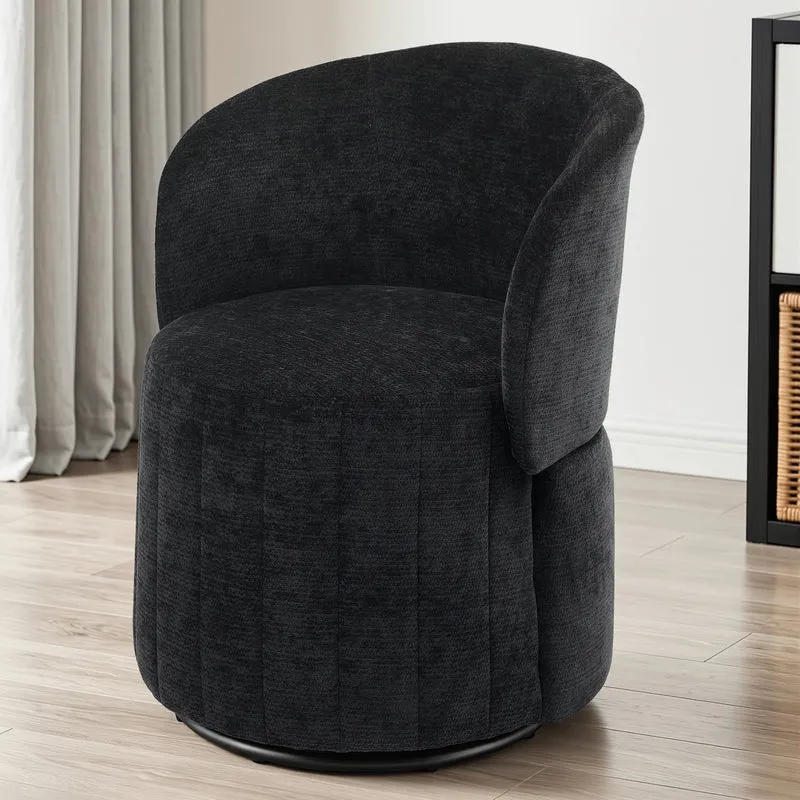 Barrel Accent Chair with 360° Swivel & Foldable Backrest