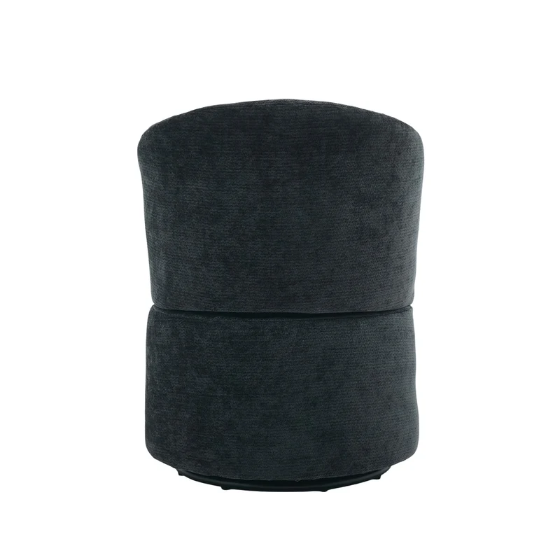 Barrel Accent Chair with 360° Swivel & Foldable Backrest