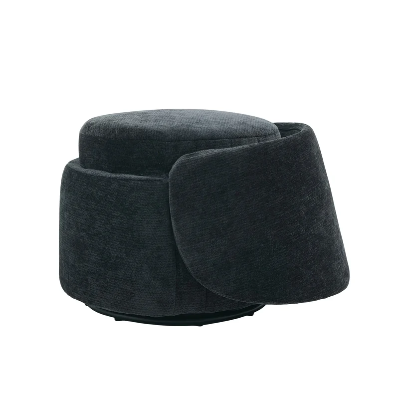 Barrel Accent Chair with 360° Swivel & Foldable Backrest