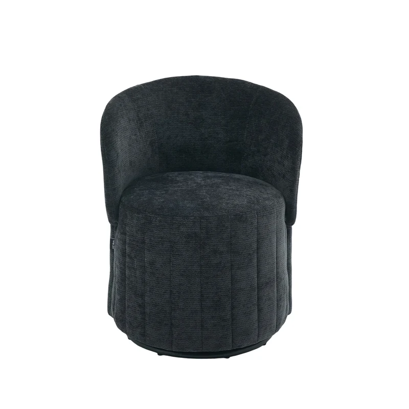 Barrel Accent Chair with 360° Swivel & Foldable Backrest