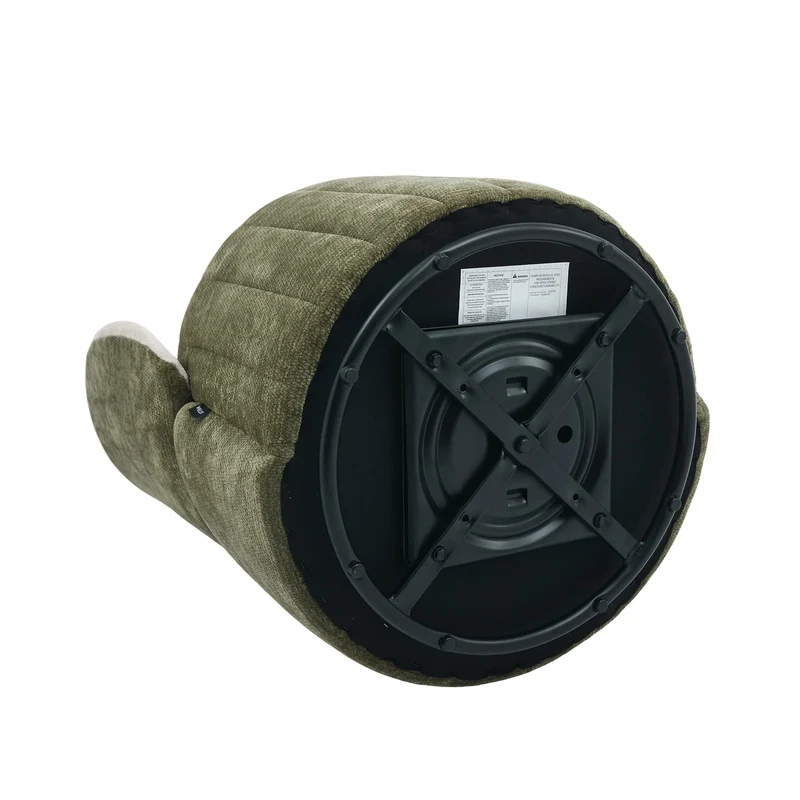 Barrel Accent Chair with 360° Swivel & Foldable Backrest
