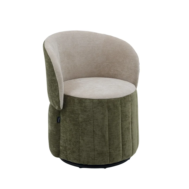 Barrel Accent Chair with 360° Swivel & Foldable Backrest
