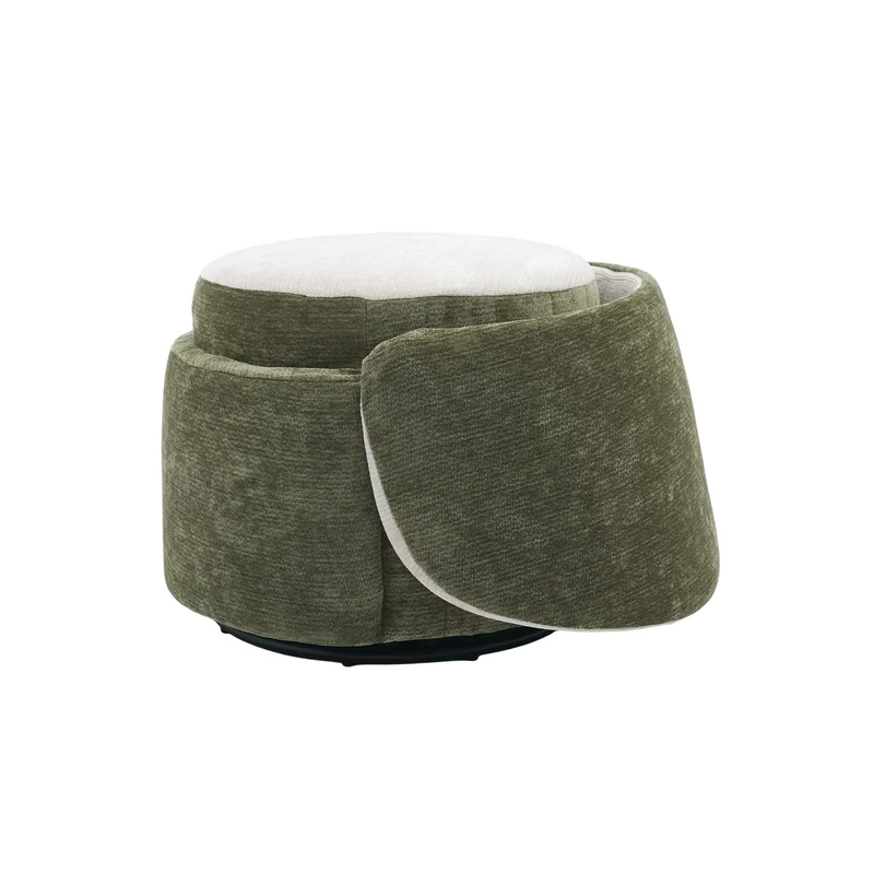 Barrel Accent Chair with 360° Swivel & Foldable Backrest