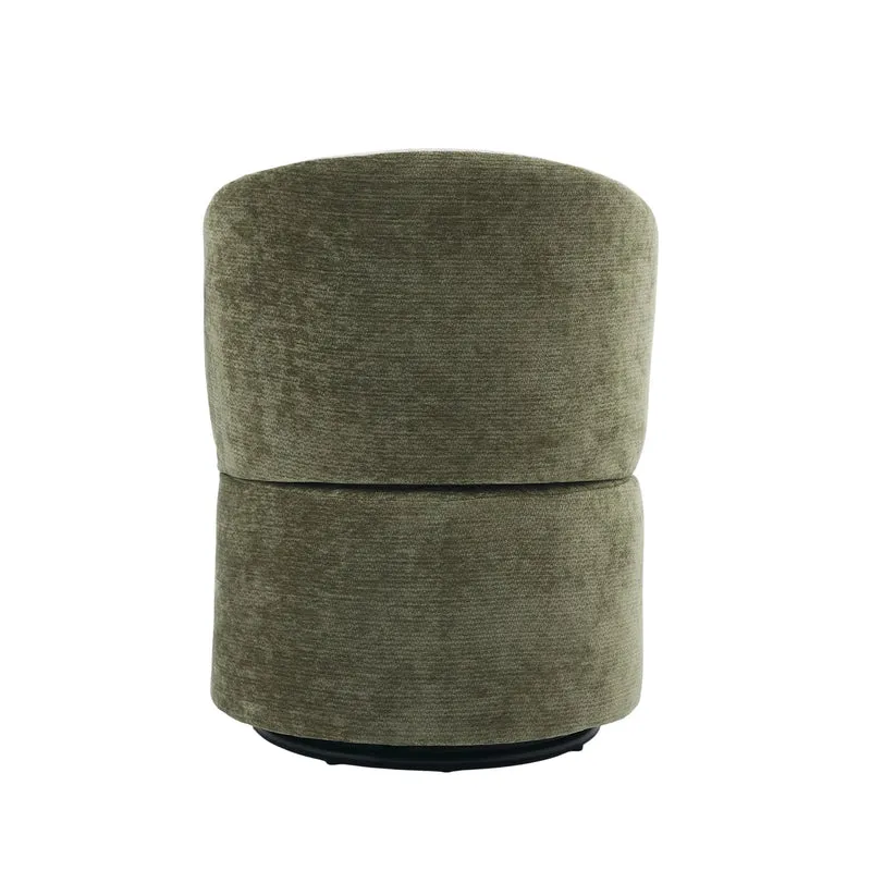 Barrel Accent Chair with 360° Swivel & Foldable Backrest