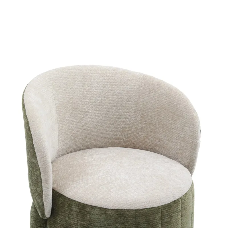 Barrel Accent Chair with 360° Swivel & Foldable Backrest