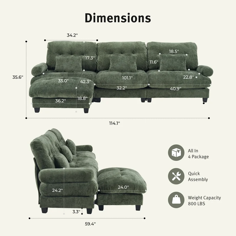 SF101 Deep Seat Plush Sofa