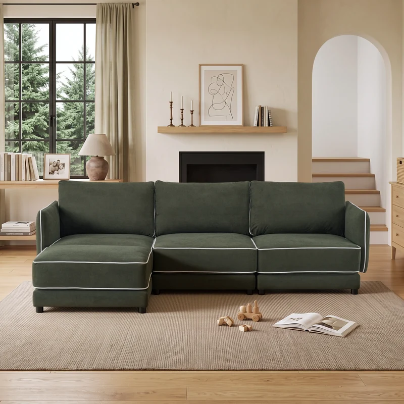 SF10 Modern Piped-Edge Sofa