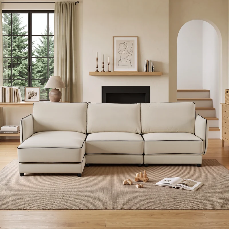 SF10 Modern Piped-Edge Sofa