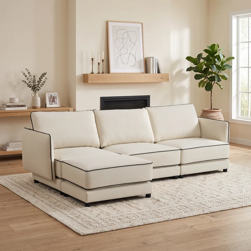 SF10 Modern Piped-Edge Sofa