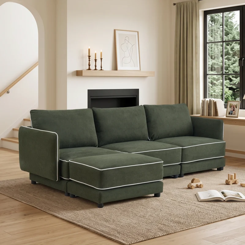 SF10 Modern Piped-Edge Sofa