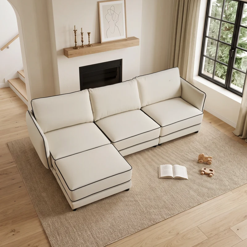 SF10 Modern Piped-Edge Sofa