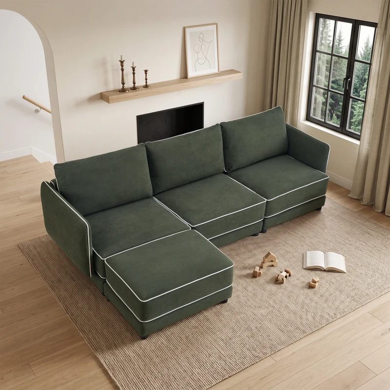 SF10 Modern Piped-Edge Sofa