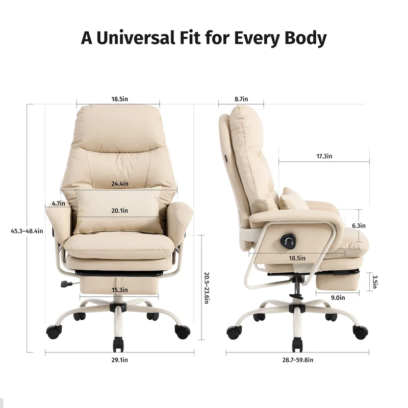 Nora Ergonomic Leather Chair with Deep Reclining Comfort