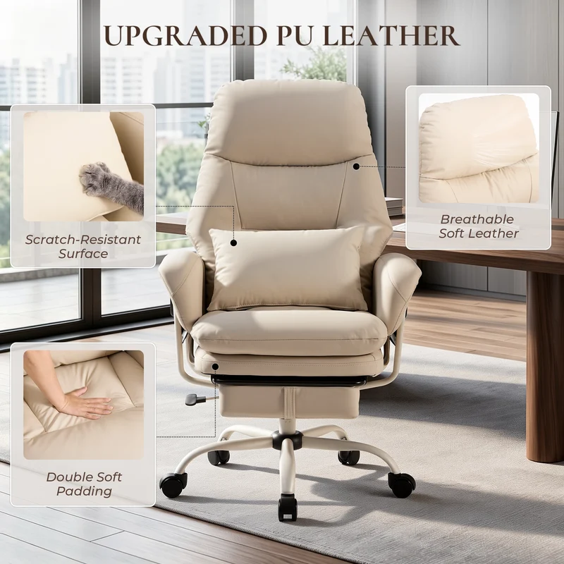 Nora Ergonomic Leather Chair with Deep Reclining Comfort