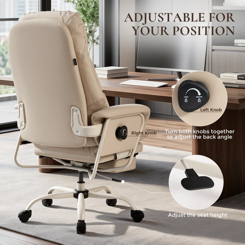 Nora Ergonomic Leather Chair with Deep Reclining Comfort