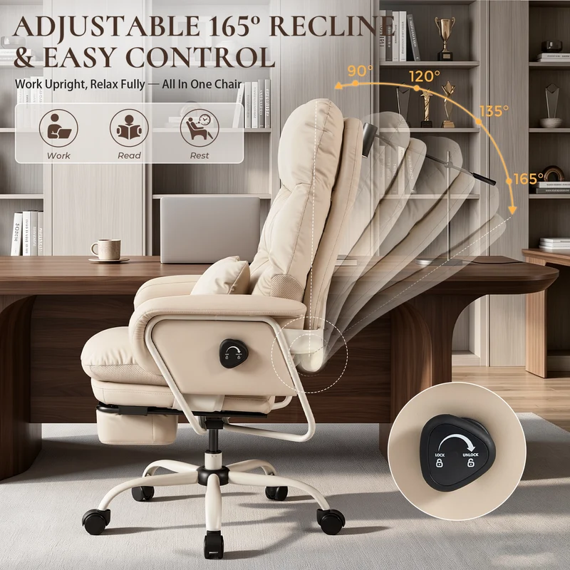 Nora Ergonomic Leather Chair with Deep Reclining Comfort