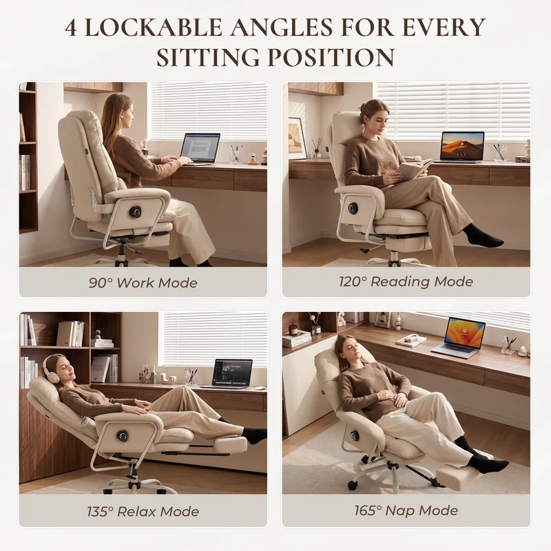 Nora Ergonomic Leather Chair with Deep Reclining Comfort