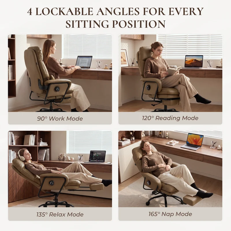 Nora Ergonomic Leather Chair with Deep Reclining Comfort
