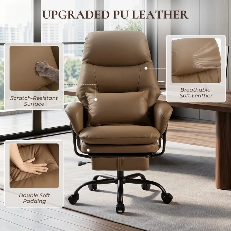 Nora Ergonomic Leather Chair with Deep Reclining Comfort