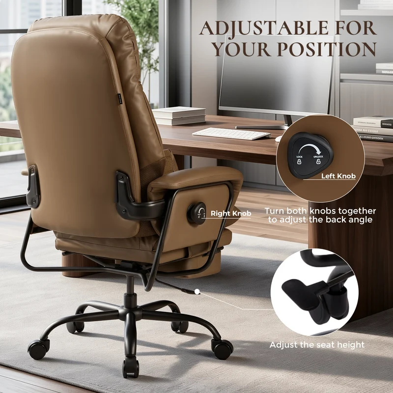 Nora Ergonomic Leather Chair with Deep Reclining Comfort