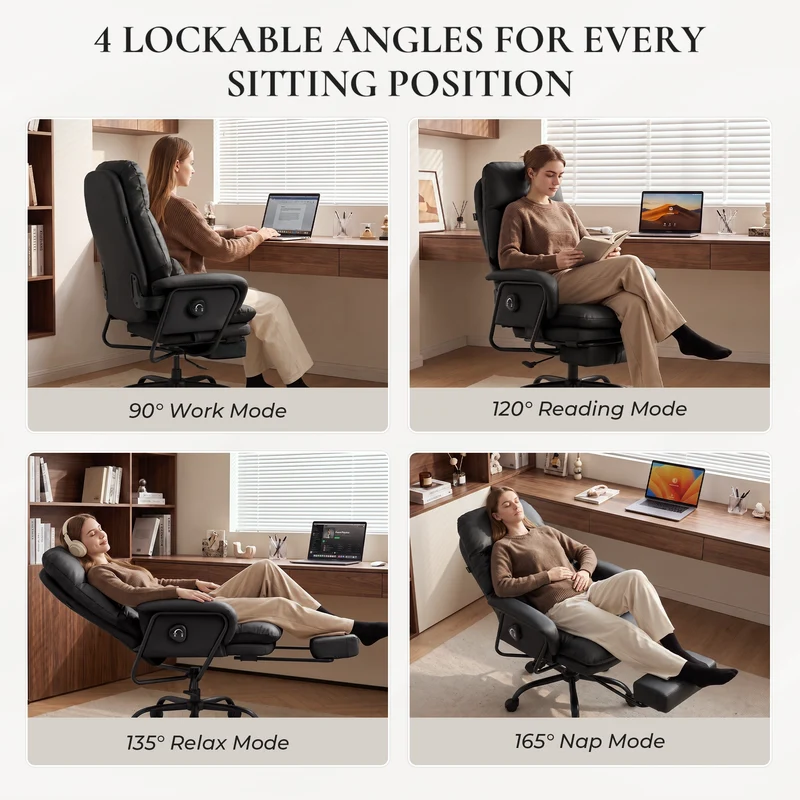 Nora Ergonomic Leather Chair with Deep Reclining Comfort