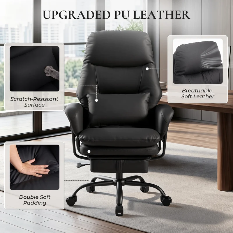 Nora Ergonomic Leather Chair with Deep Reclining Comfort