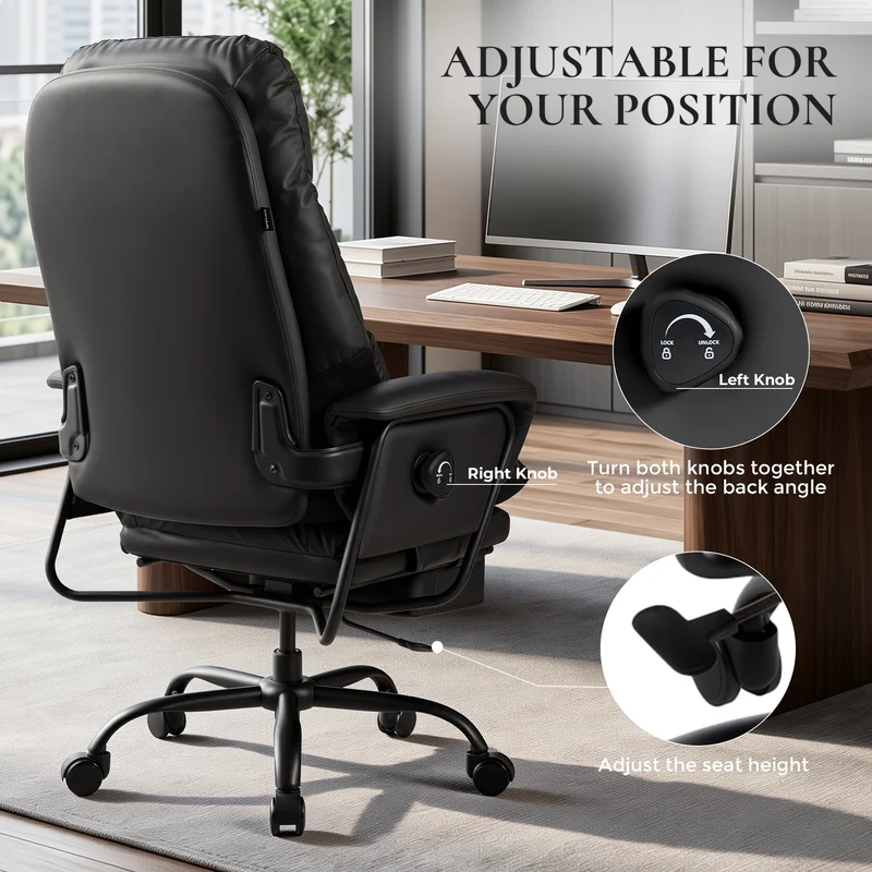 Nora Ergonomic Leather Chair with Deep Reclining Comfort