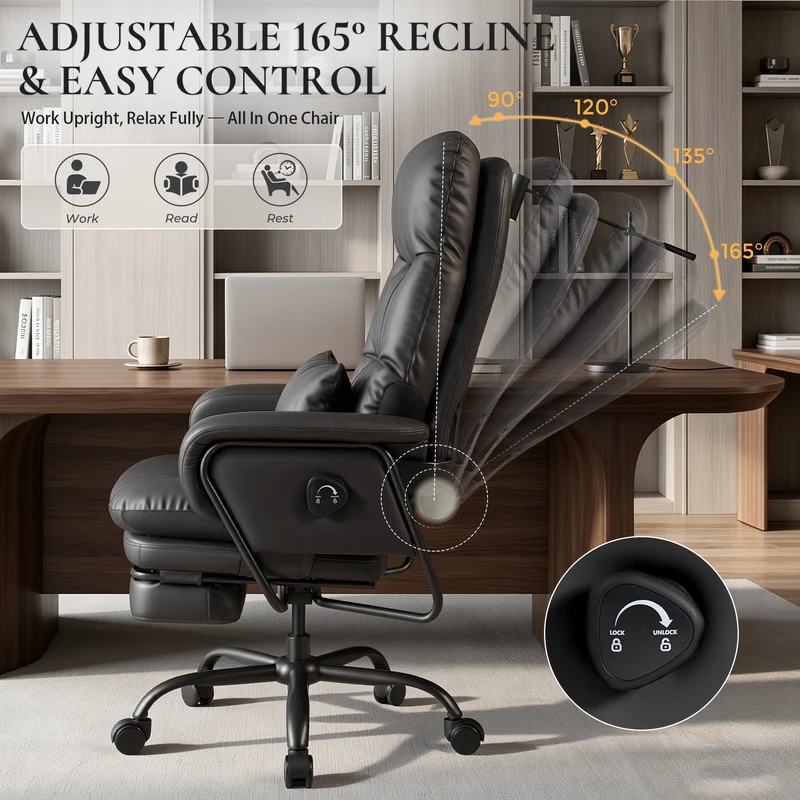 Nora Ergonomic Leather Chair with Deep Reclining Comfort