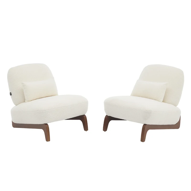 Cloud Nest Modern Boucle Accent chair with Wood Frame