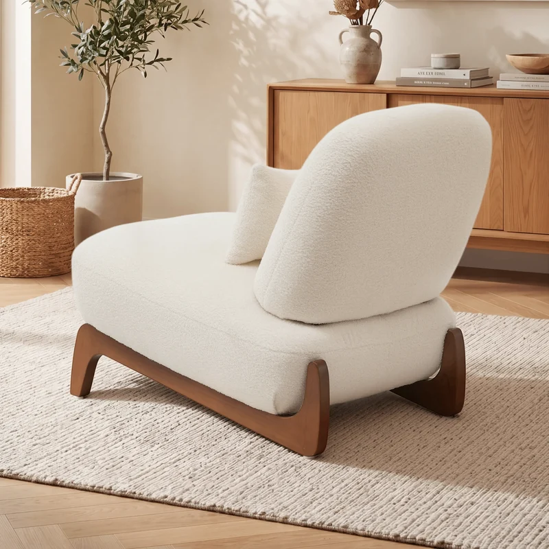 Cloud Nest Modern Boucle Accent chair with Wood Frame