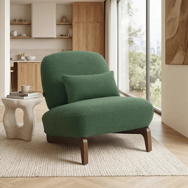 Cloud Nest Modern Boucle Accent chair with Wood Frame