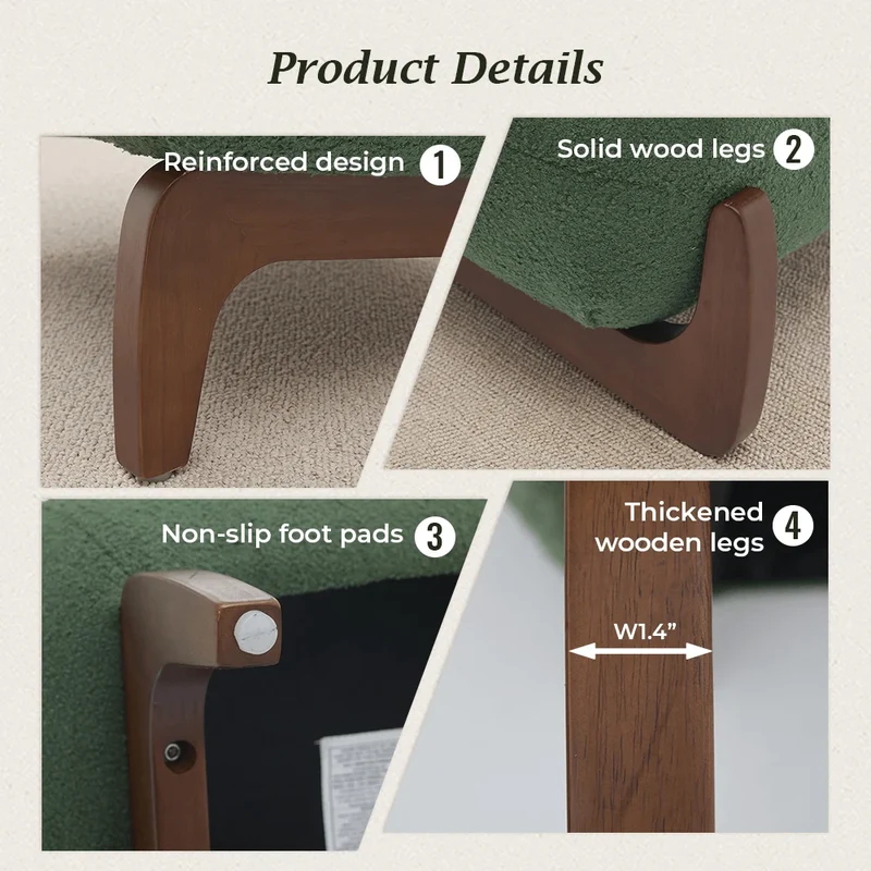Cloud Nest Modern Boucle Accent chair with Wood Frame