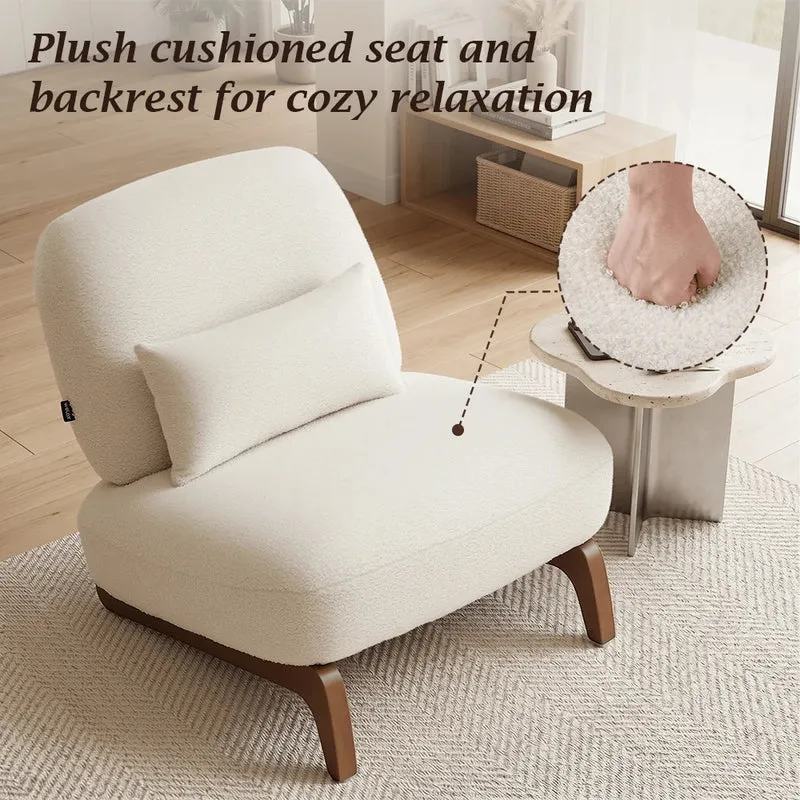 Cloud Nest Modern Boucle Accent chair with Wood Frame