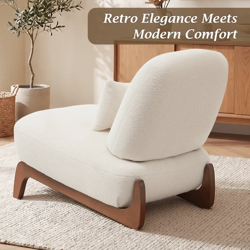 Cloud Nest Modern Boucle Accent chair with Wood Frame